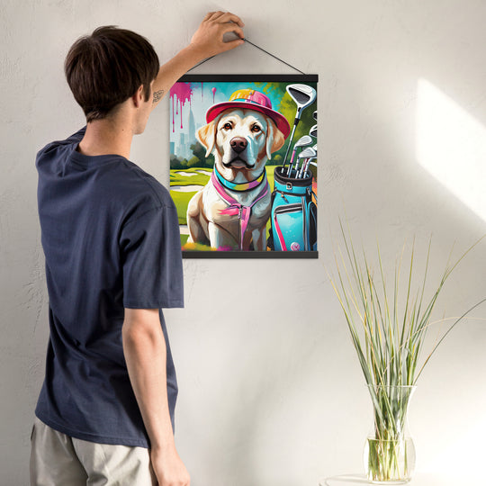 Poster with hangers-Labrador Retriever Golfer V15