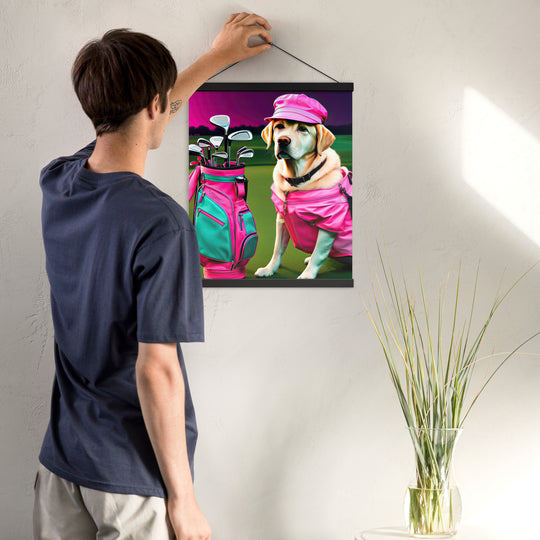 Poster with hangers-Labrador Retriever Golfer V17