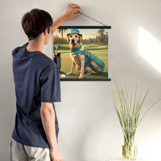 Poster with hangers-Labrador Retriever Golfer V12