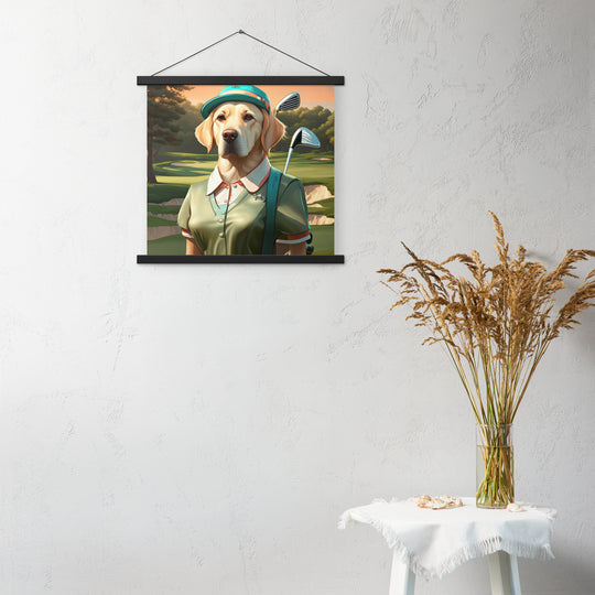 Poster with hangers-Labrador Retriever Golfer V14