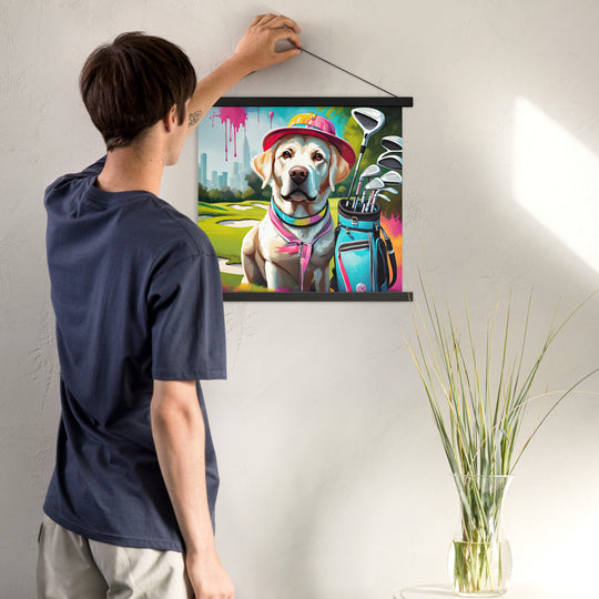 Poster with hangers-Labrador Retriever Golfer V15