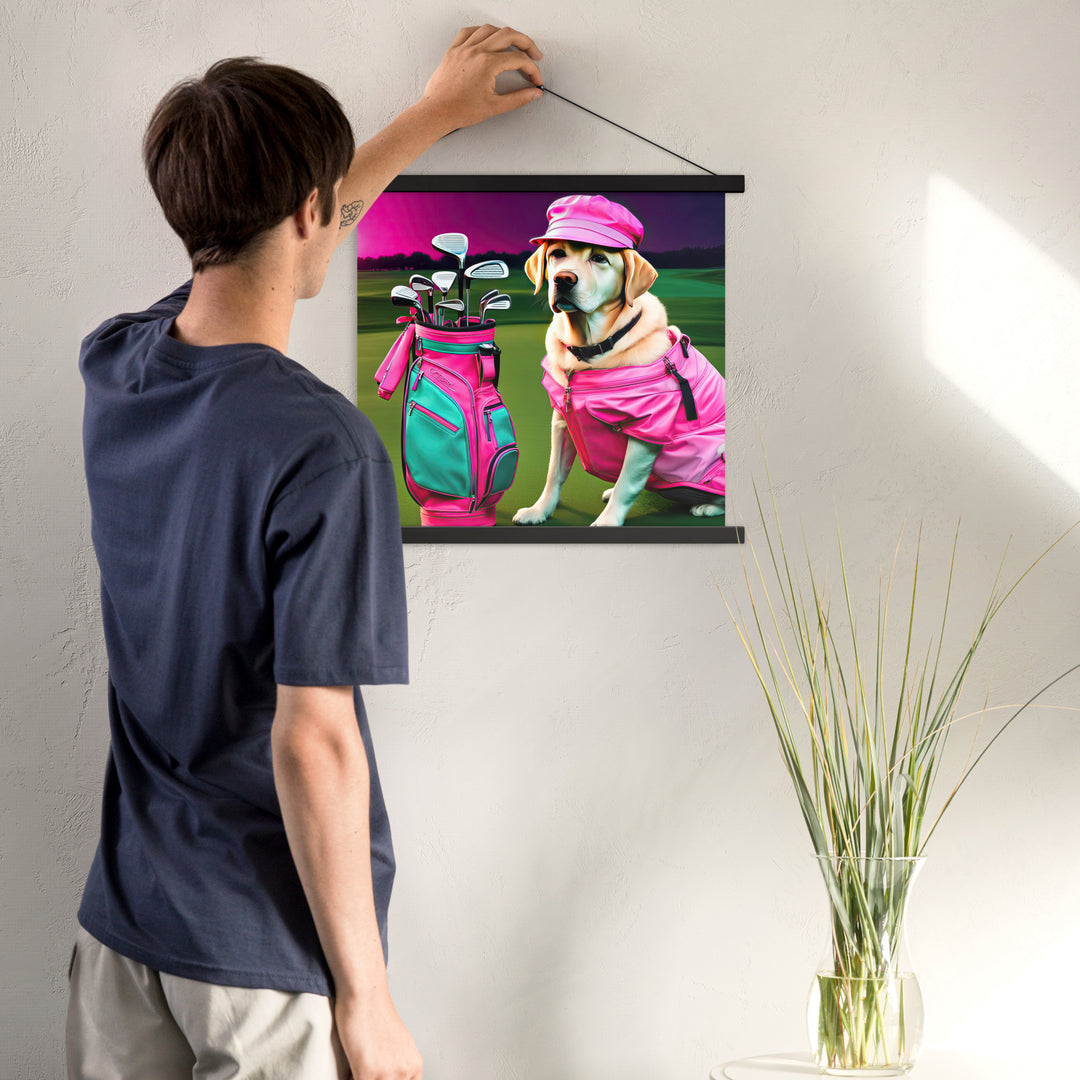 Poster with hangers-Labrador Retriever Golfer V17