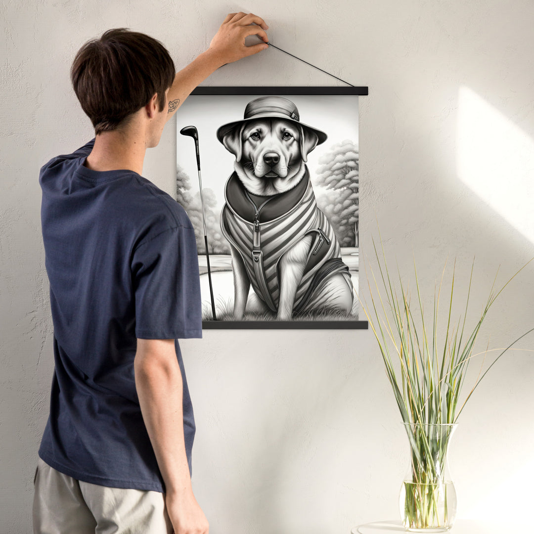 Poster with hangers-Labrador Retriever Golfer V7