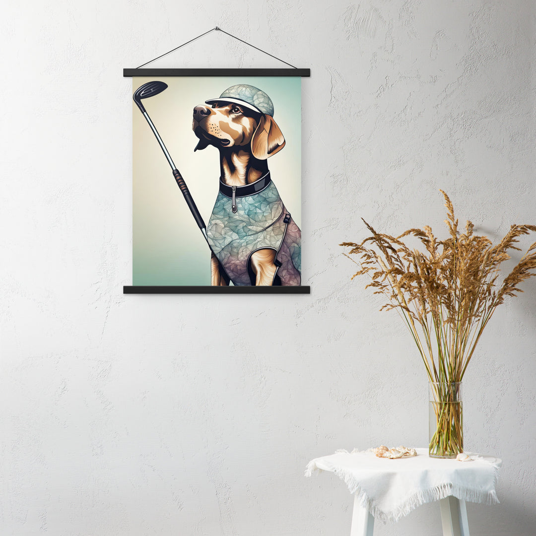 Poster with hangers-Labrador Retriever Golfer V8