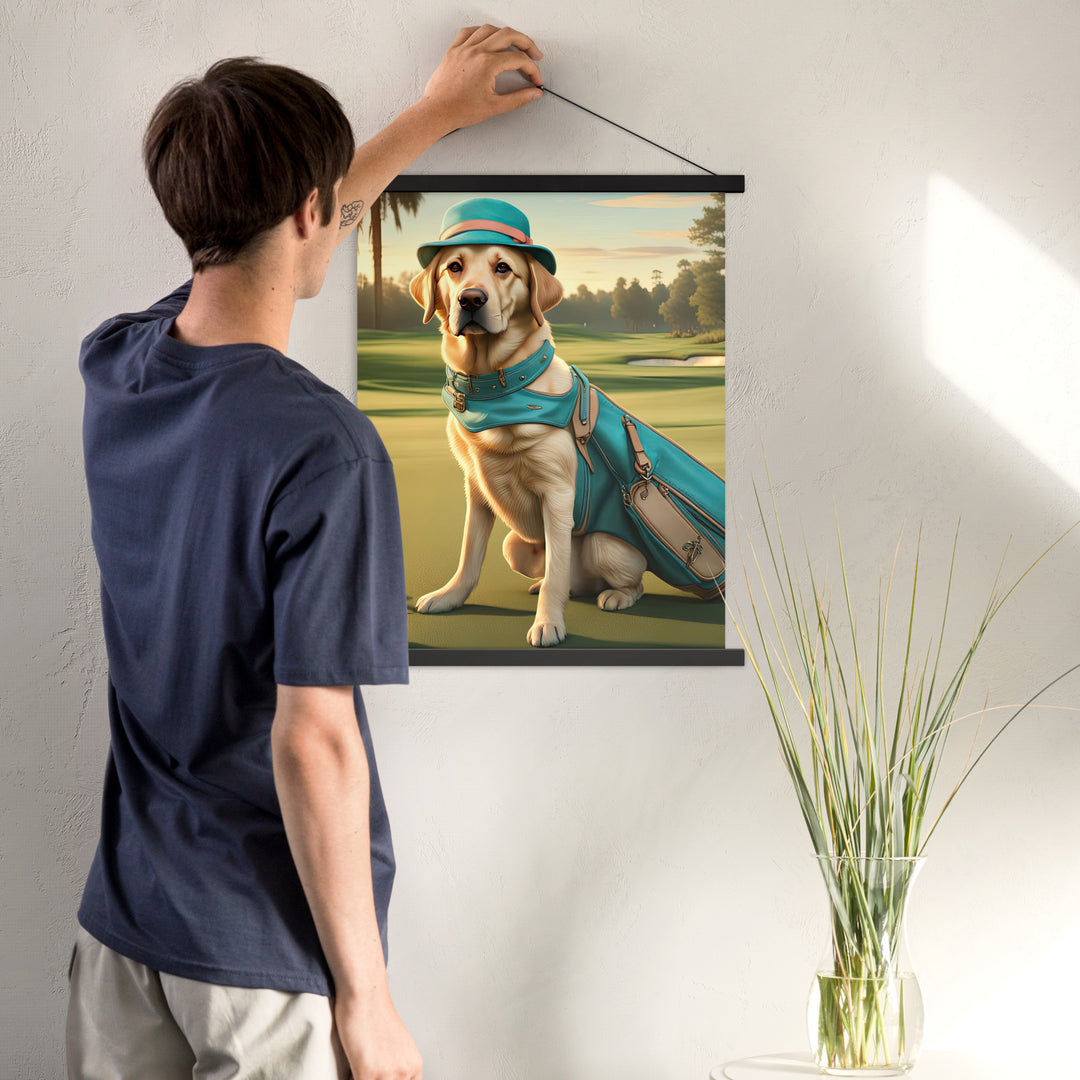 Poster with hangers-Labrador Retriever Golfer V12