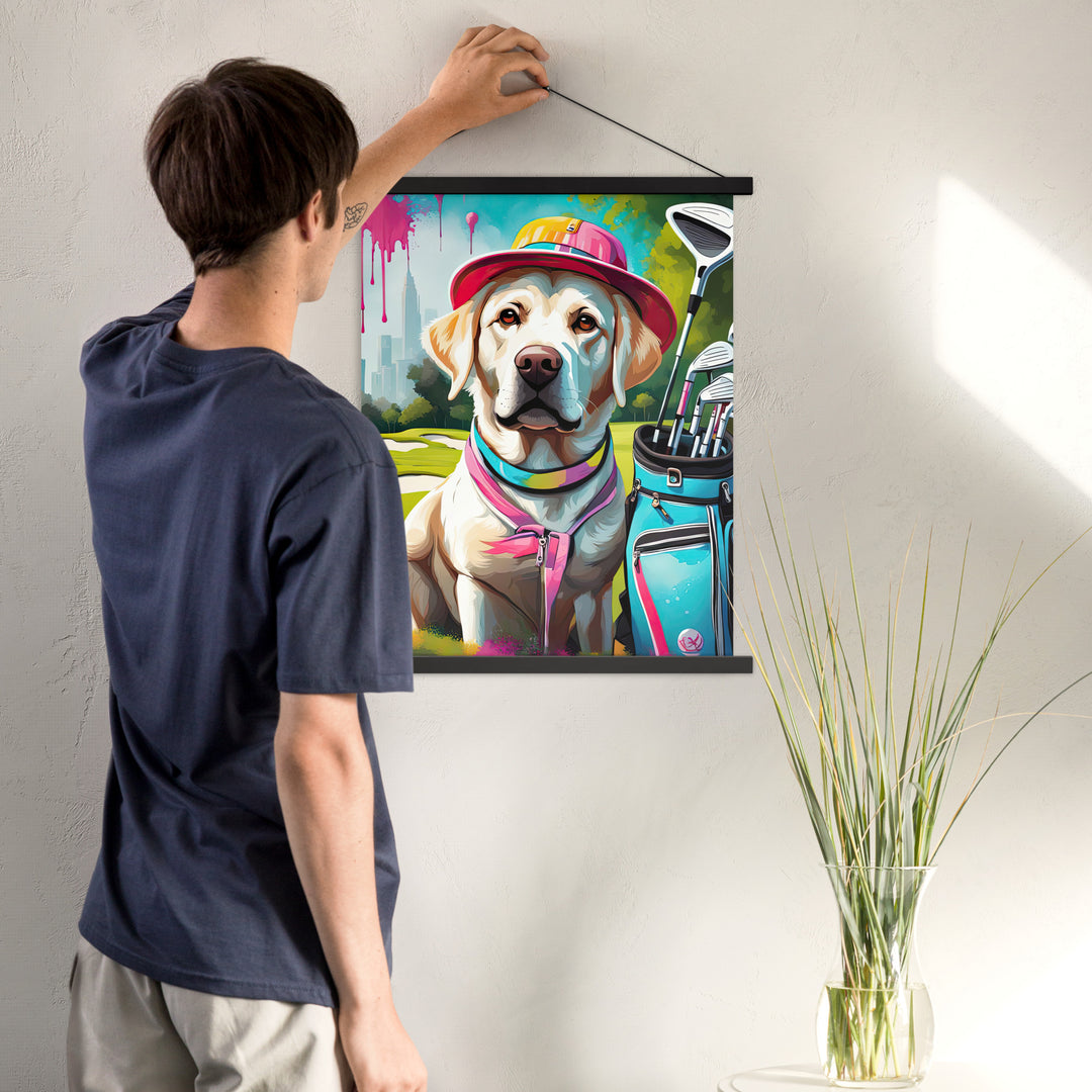 Poster with hangers-Labrador Retriever Golfer V15