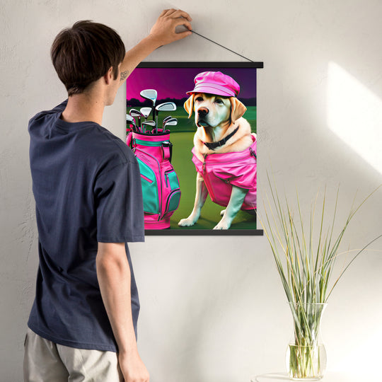 Poster with hangers-Labrador Retriever Golfer V17