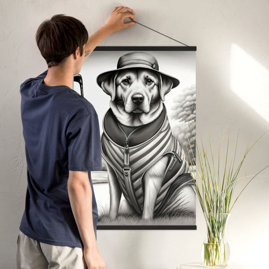 Poster with hangers-Labrador Retriever Golfer V7