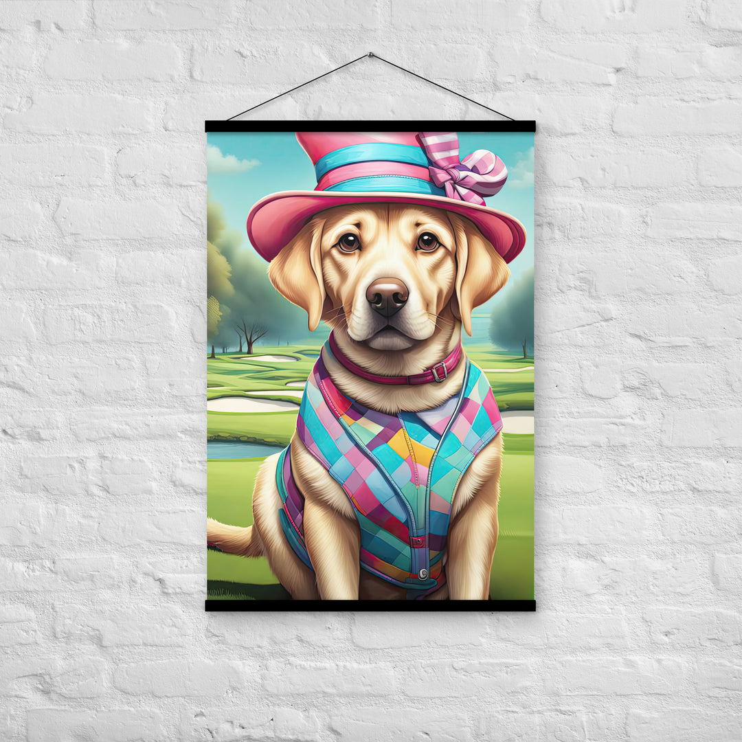 Poster with hangers-Labrador Retriever Golfer V9