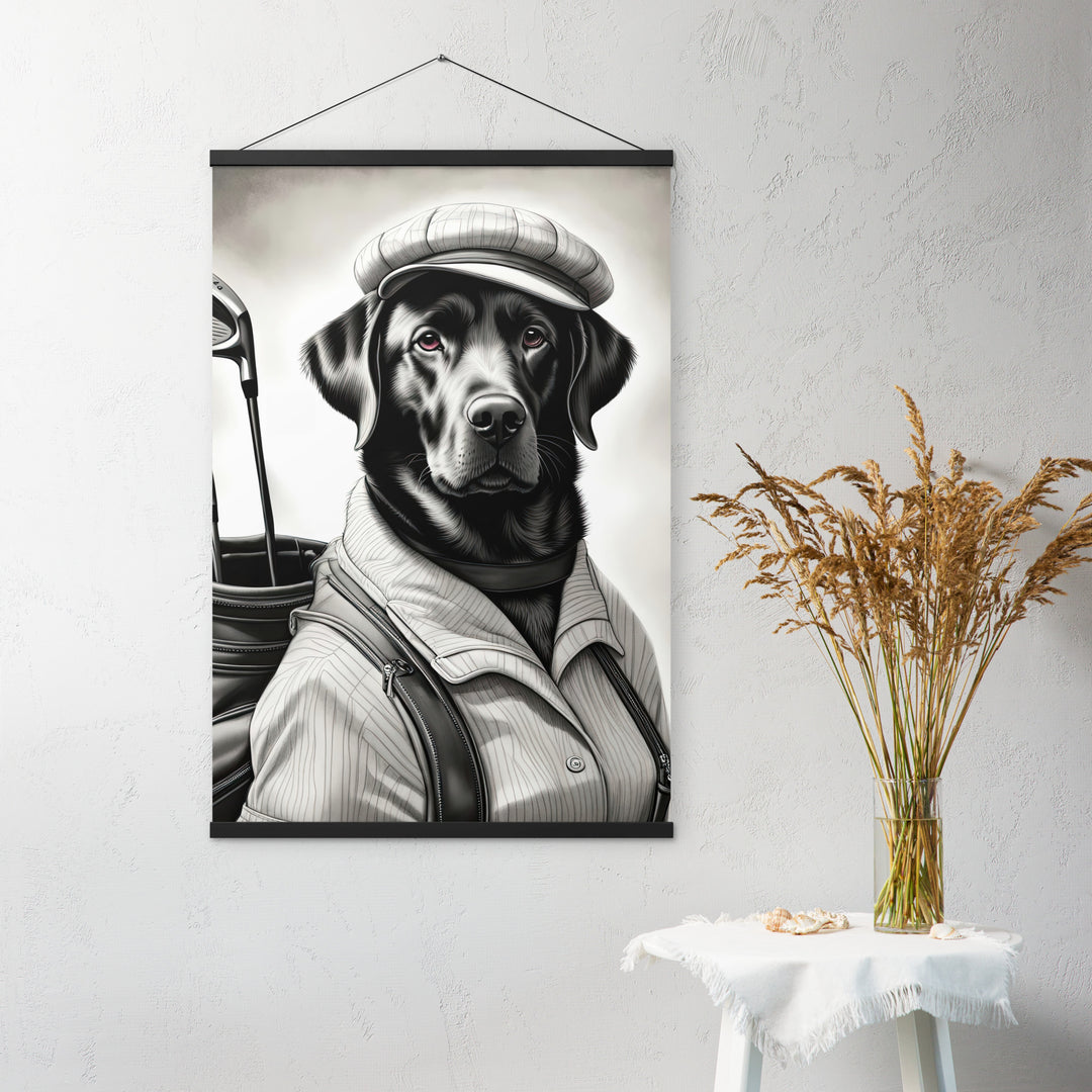 Poster with hangers-Labrador Retriever Golfer V11