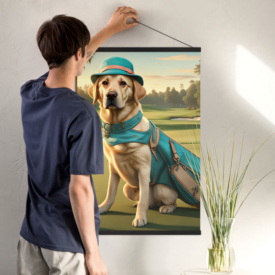 Poster with hangers-Labrador Retriever Golfer V12