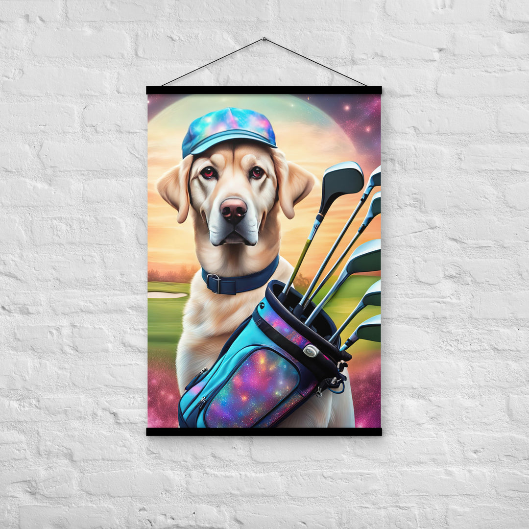 Poster with hangers-Labrador Retriever Golfer V13