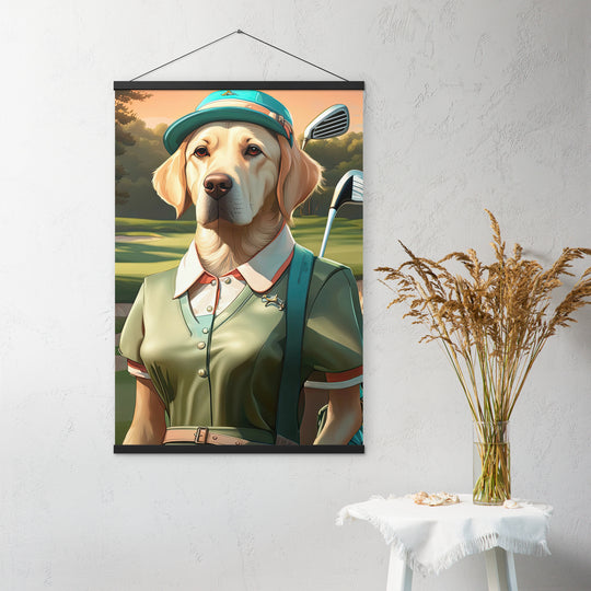 Poster with hangers-Labrador Retriever Golfer V14