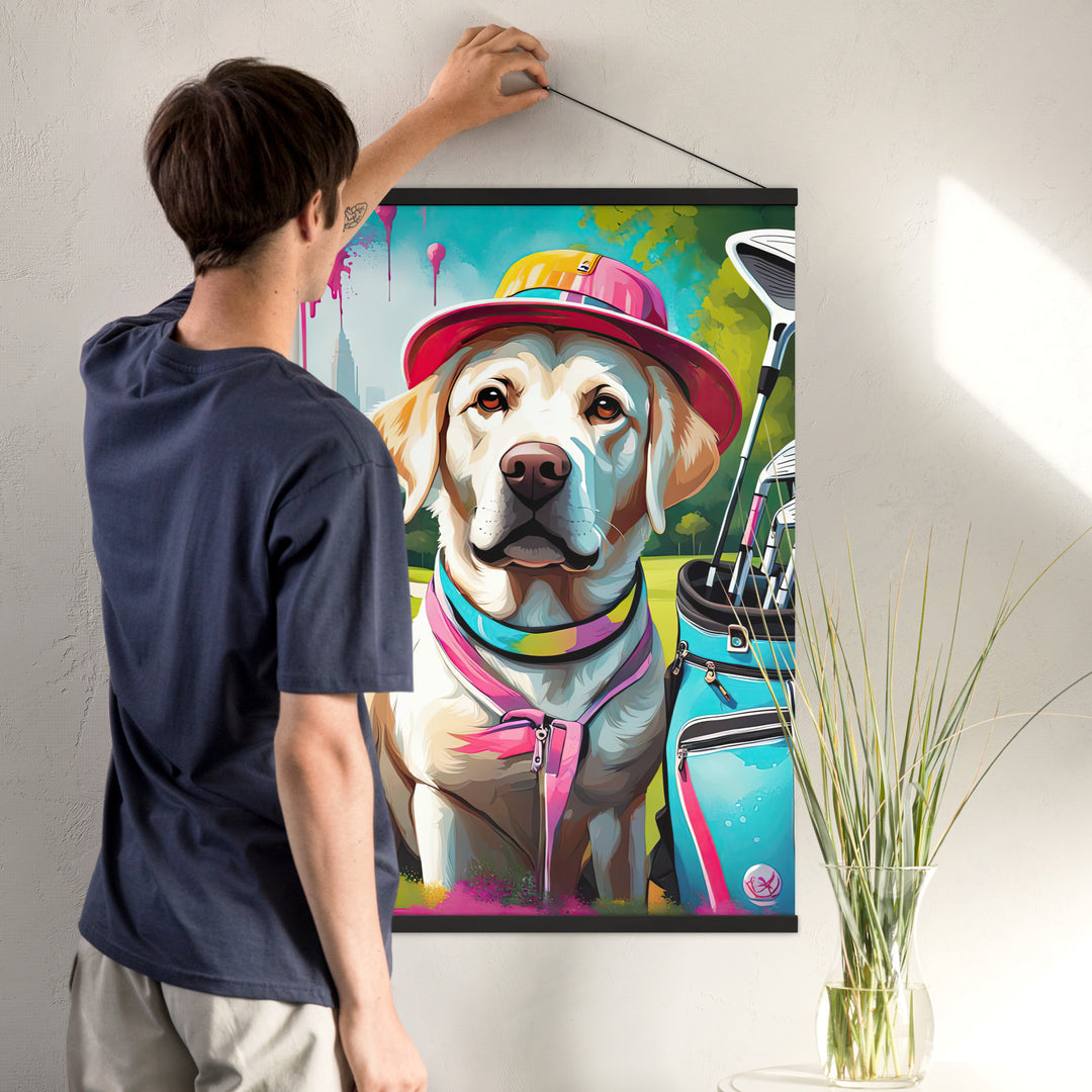 Poster with hangers-Labrador Retriever Golfer V15