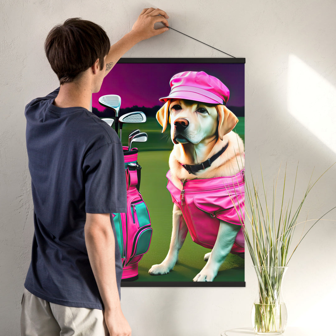 Poster with hangers-Labrador Retriever Golfer V17