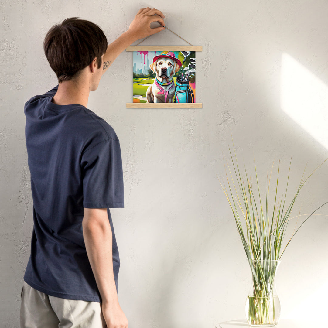 Poster with hangers-Labrador Retriever Golfer V15