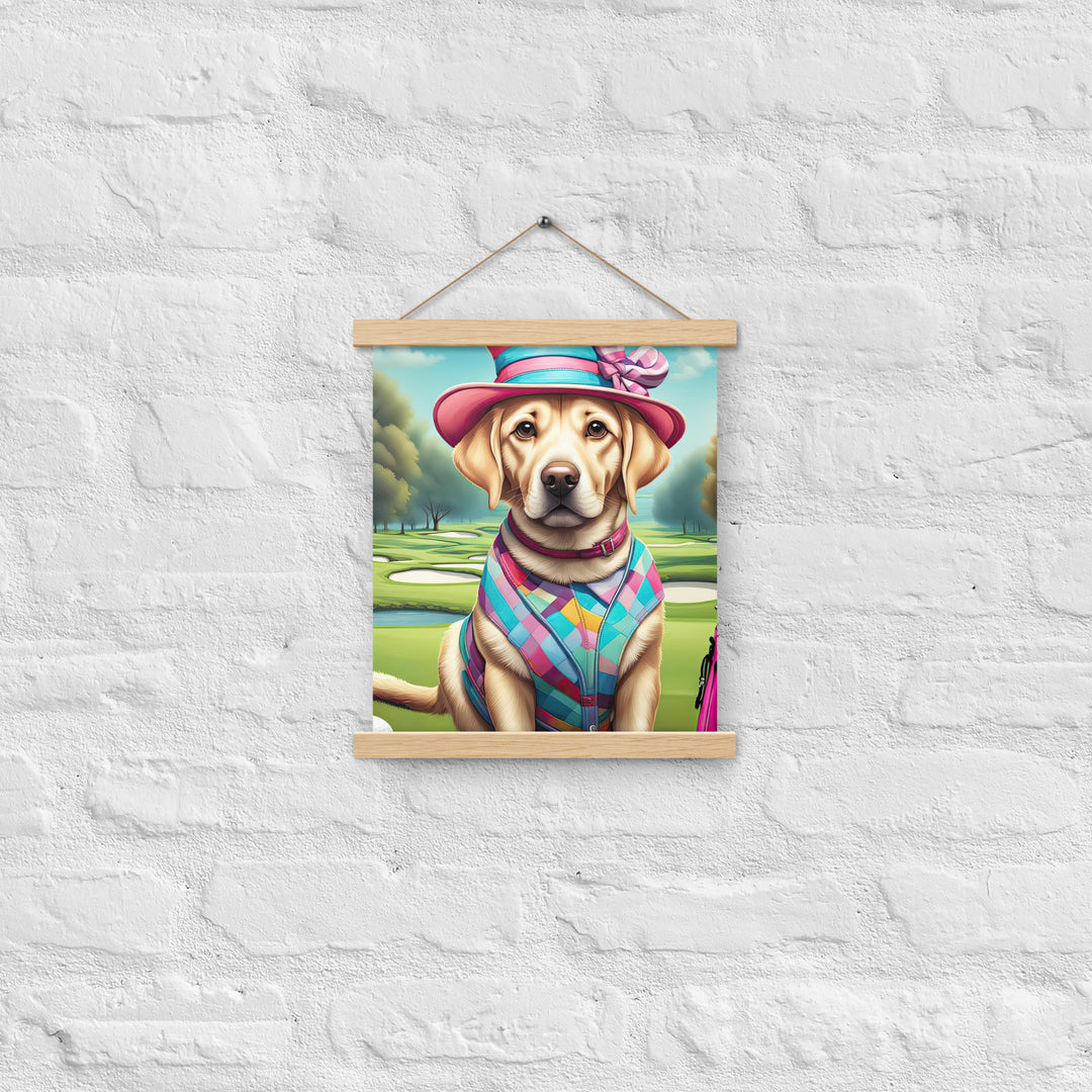 Poster with hangers-Labrador Retriever Golfer V9