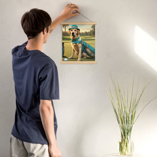 Poster with hangers-Labrador Retriever Golfer V12