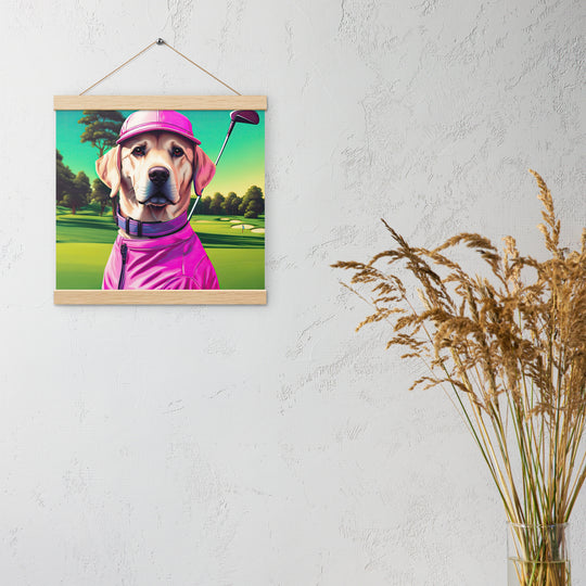 Poster with hangers-Labrador Retriever Golfer V16