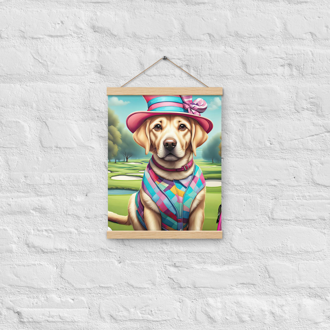 Poster with hangers-Labrador Retriever Golfer V9