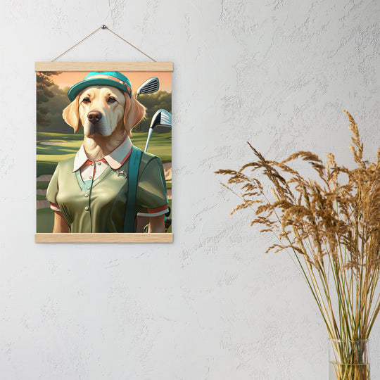 Poster with hangers-Labrador Retriever Golfer V14