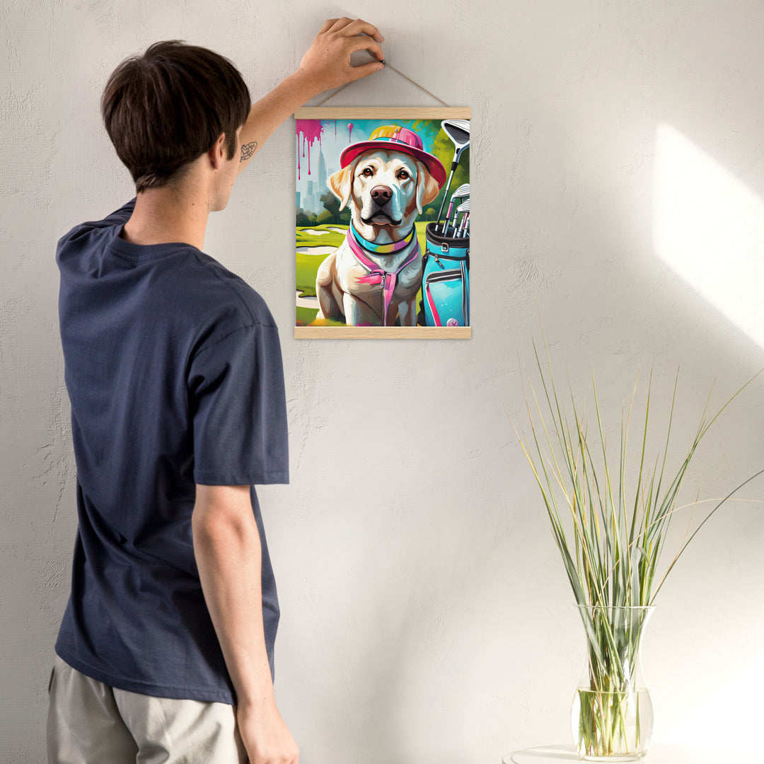 Poster with hangers-Labrador Retriever Golfer V15