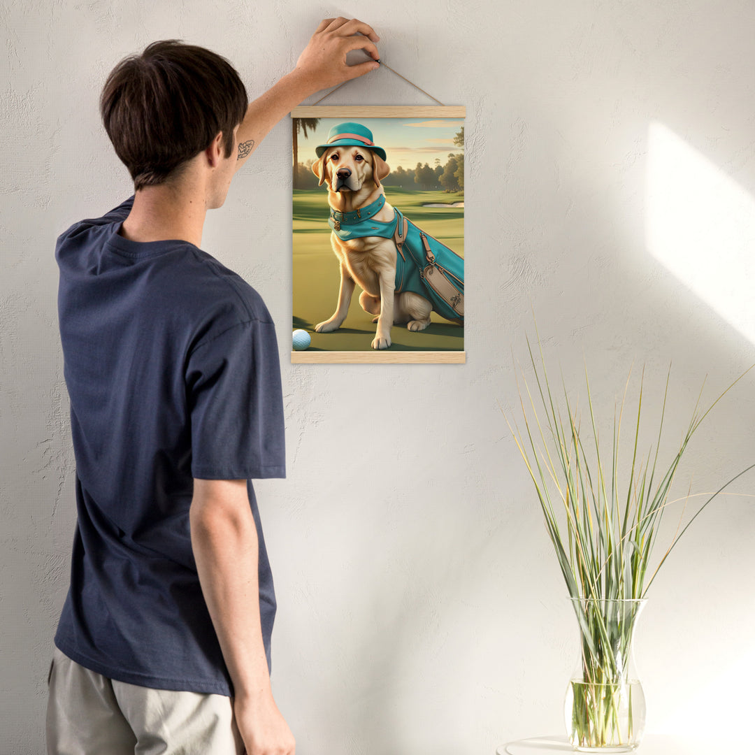 Poster with hangers-Labrador Retriever Golfer V12