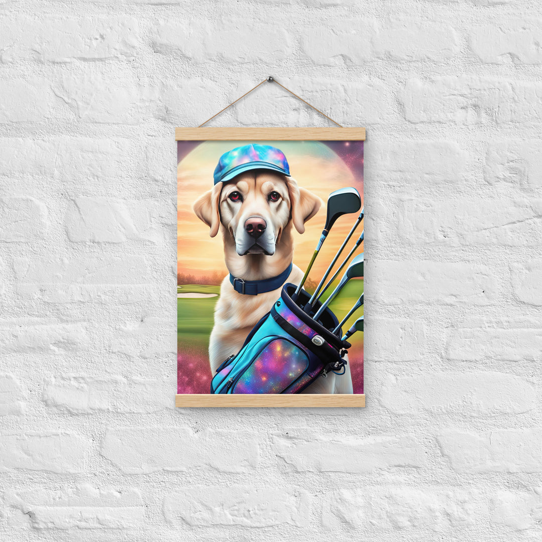 Poster with hangers-Labrador Retriever Golfer V13