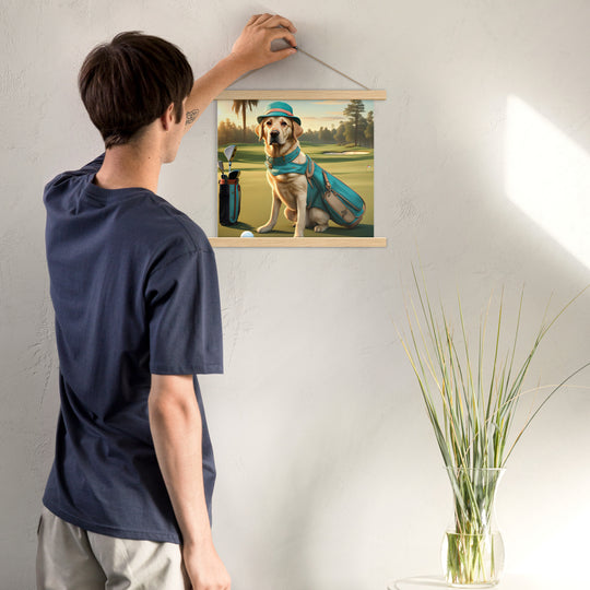 Poster with hangers-Labrador Retriever Golfer V12