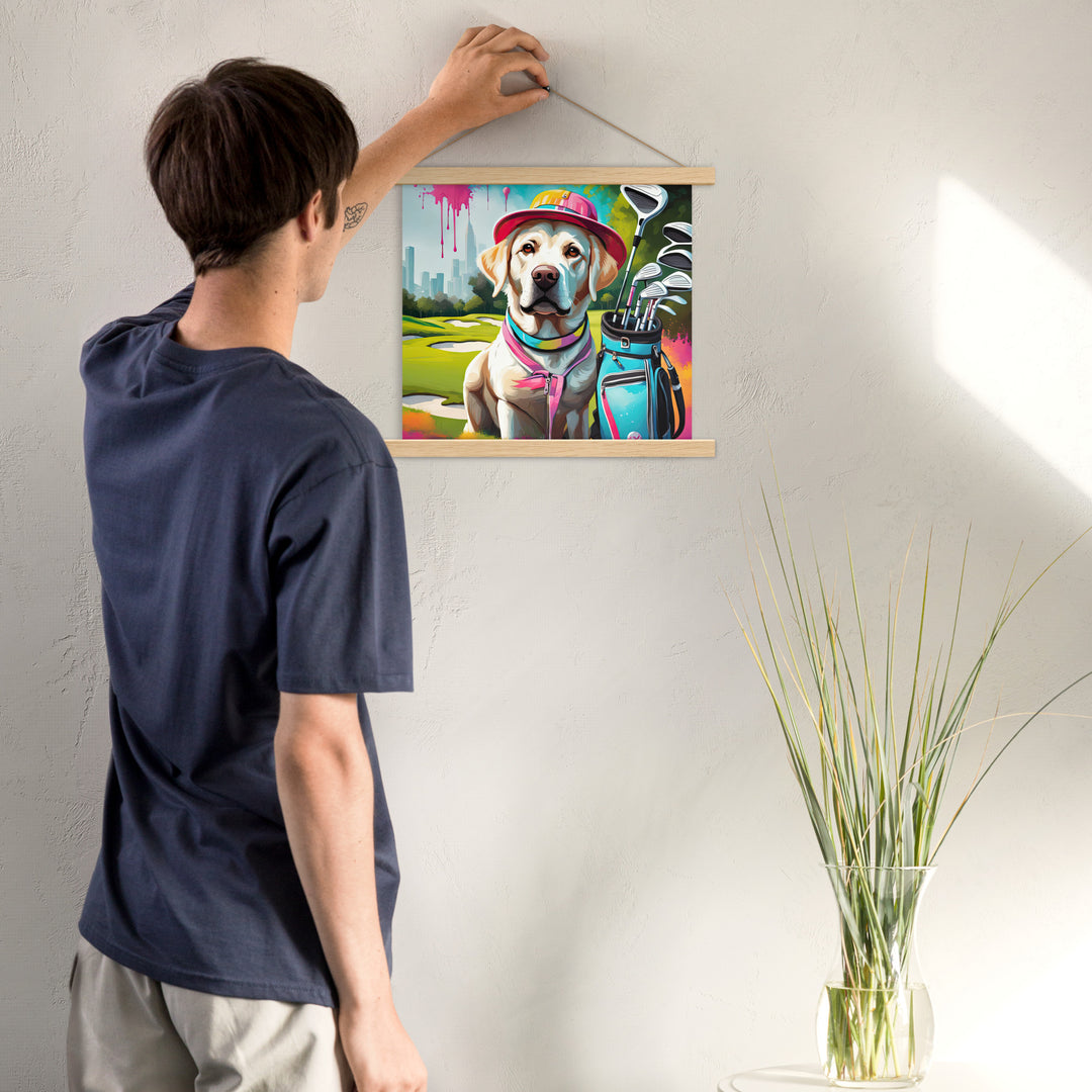 Poster with hangers-Labrador Retriever Golfer V15