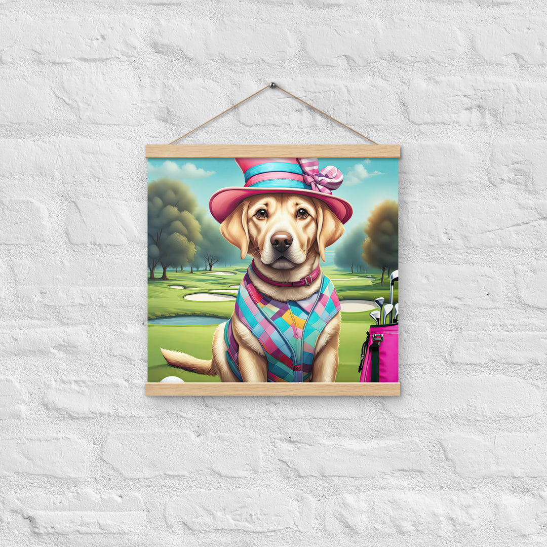 Poster with hangers-Labrador Retriever Golfer V9