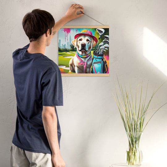 Poster with hangers-Labrador Retriever Golfer V15