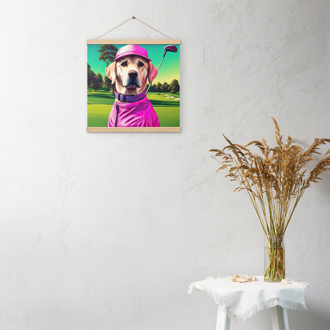 Poster with hangers-Labrador Retriever Golfer V16