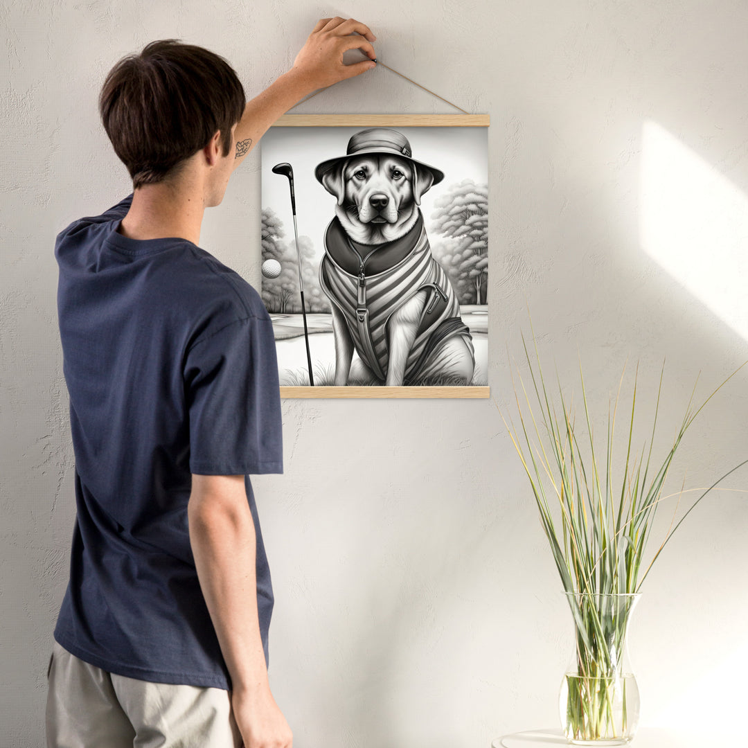 Poster with hangers-Labrador Retriever Golfer V7