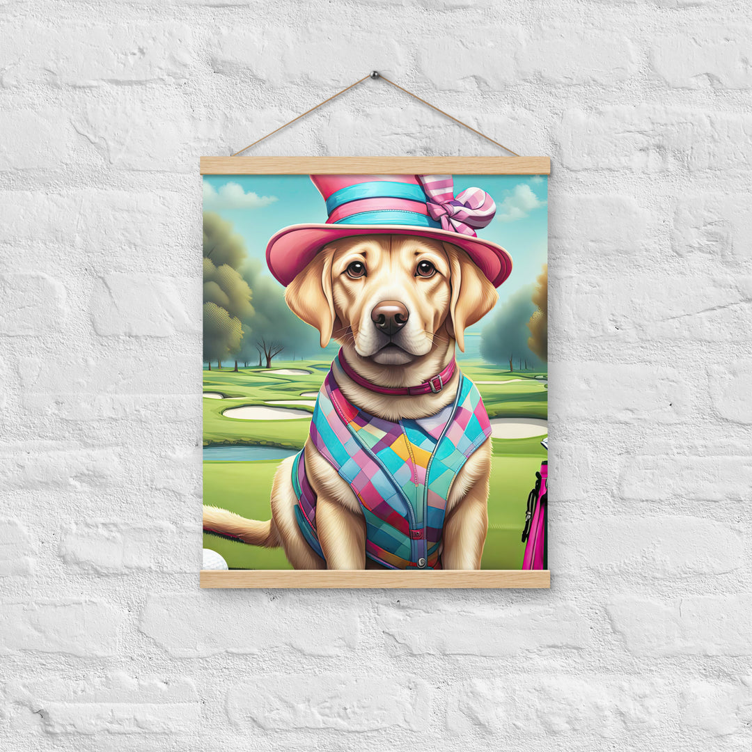 Poster with hangers-Labrador Retriever Golfer V9