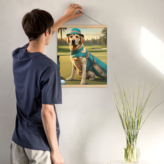 Poster with hangers-Labrador Retriever Golfer V12