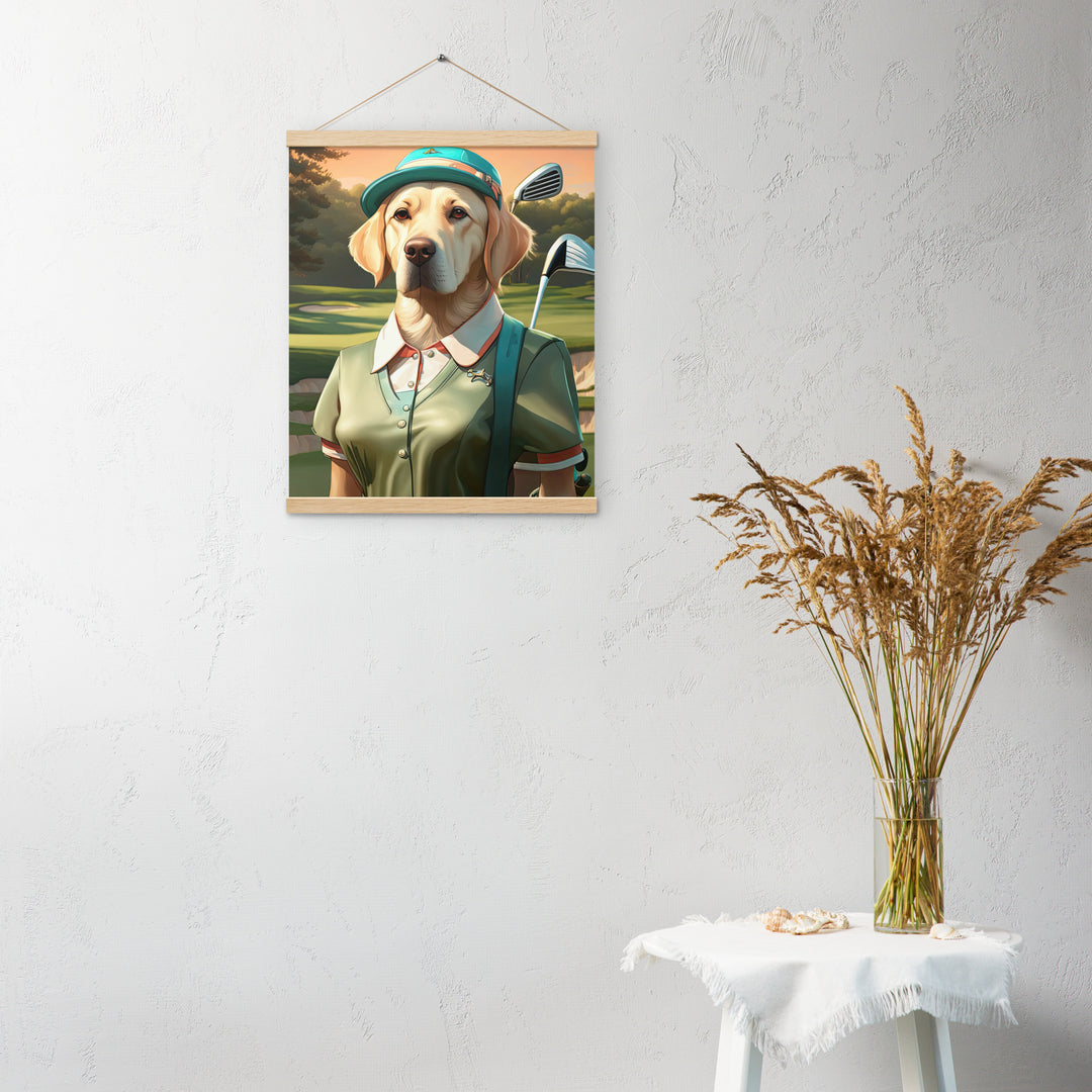 Poster with hangers-Labrador Retriever Golfer V14