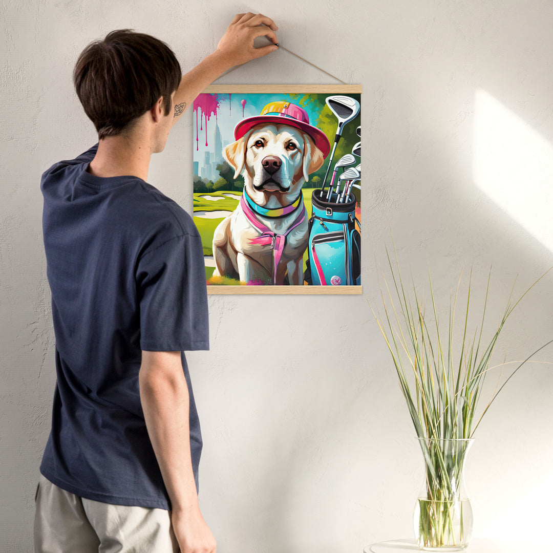 Poster with hangers-Labrador Retriever Golfer V15