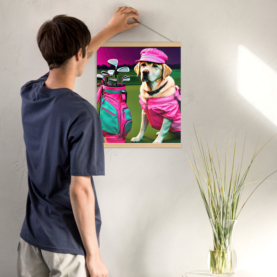 Poster with hangers-Labrador Retriever Golfer V17