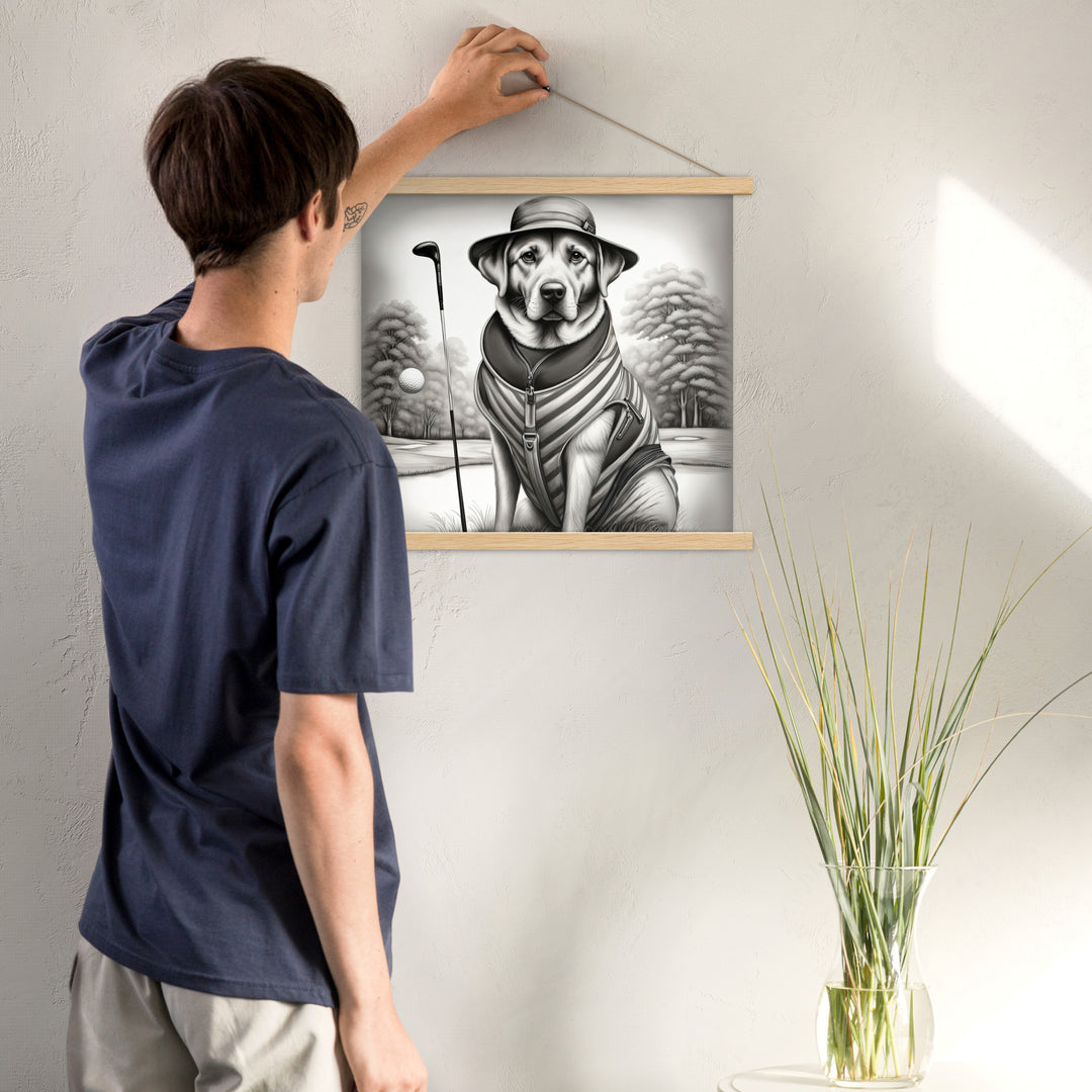 Poster with hangers-Labrador Retriever Golfer V7