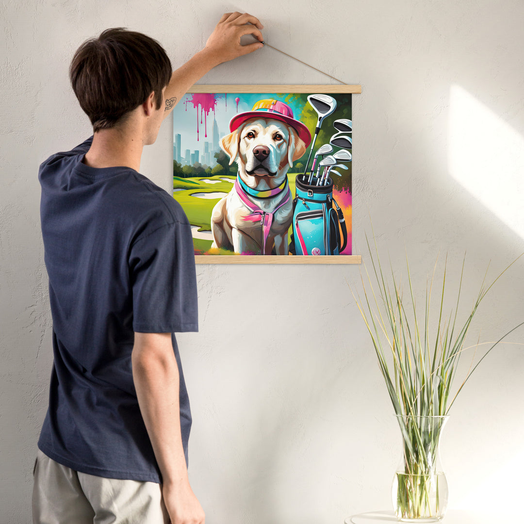 Poster with hangers-Labrador Retriever Golfer V15