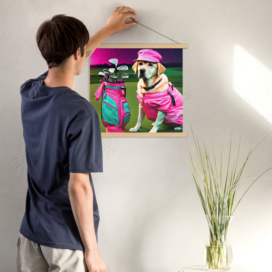 Poster with hangers-Labrador Retriever Golfer V17