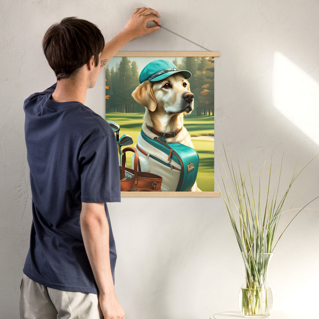 Poster with hangers-Labrador Retriever Golfer V10