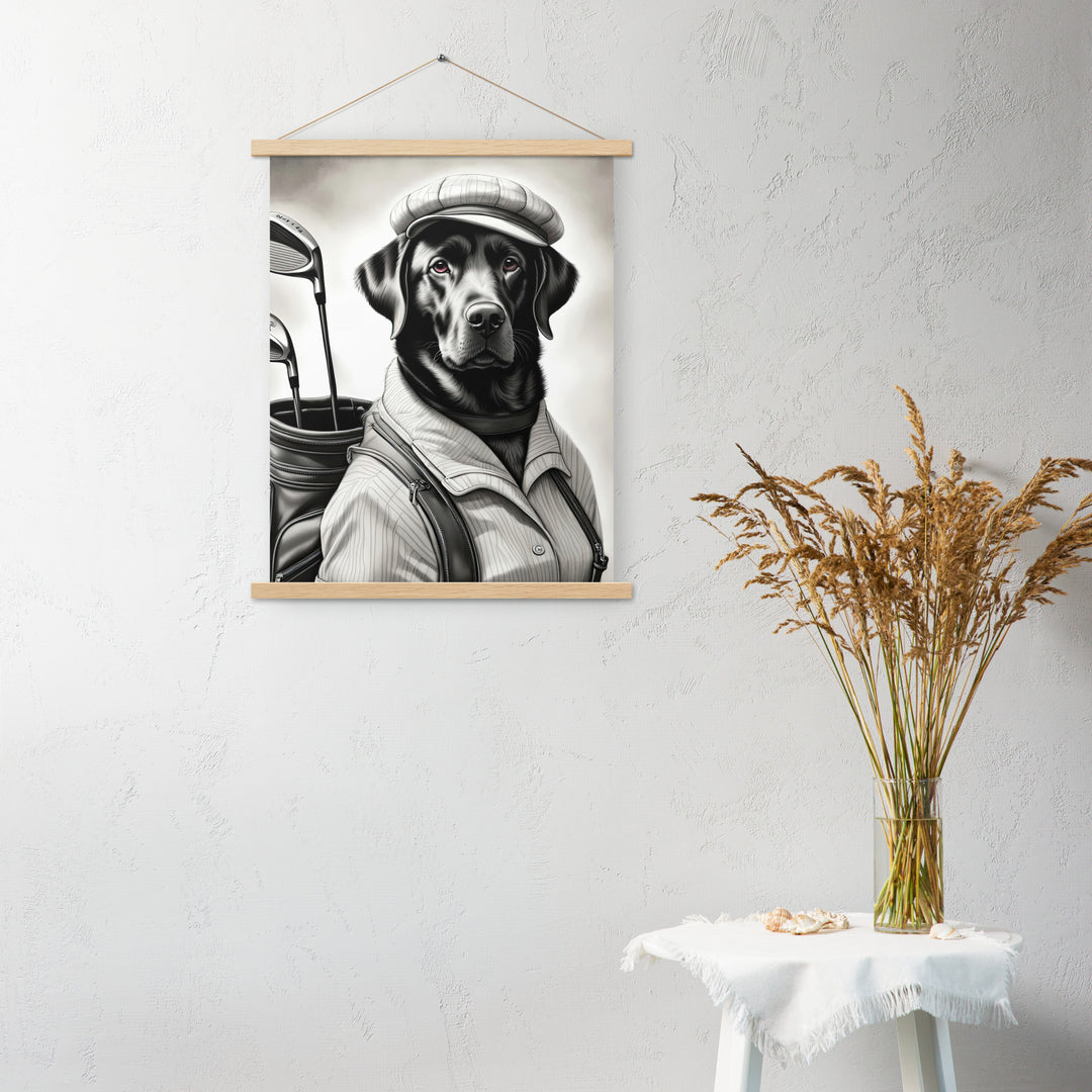 Poster with hangers-Labrador Retriever Golfer V11