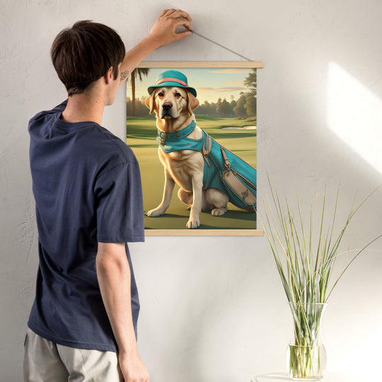 Poster with hangers-Labrador Retriever Golfer V12