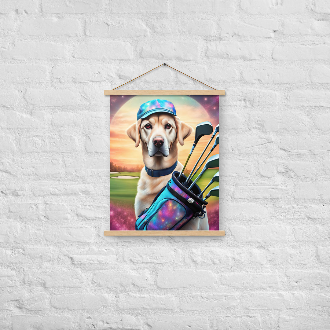 Poster with hangers-Labrador Retriever Golfer V13