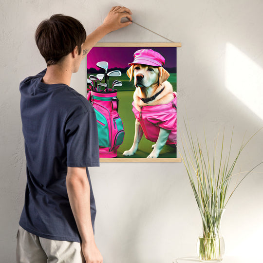 Poster with hangers-Labrador Retriever Golfer V17