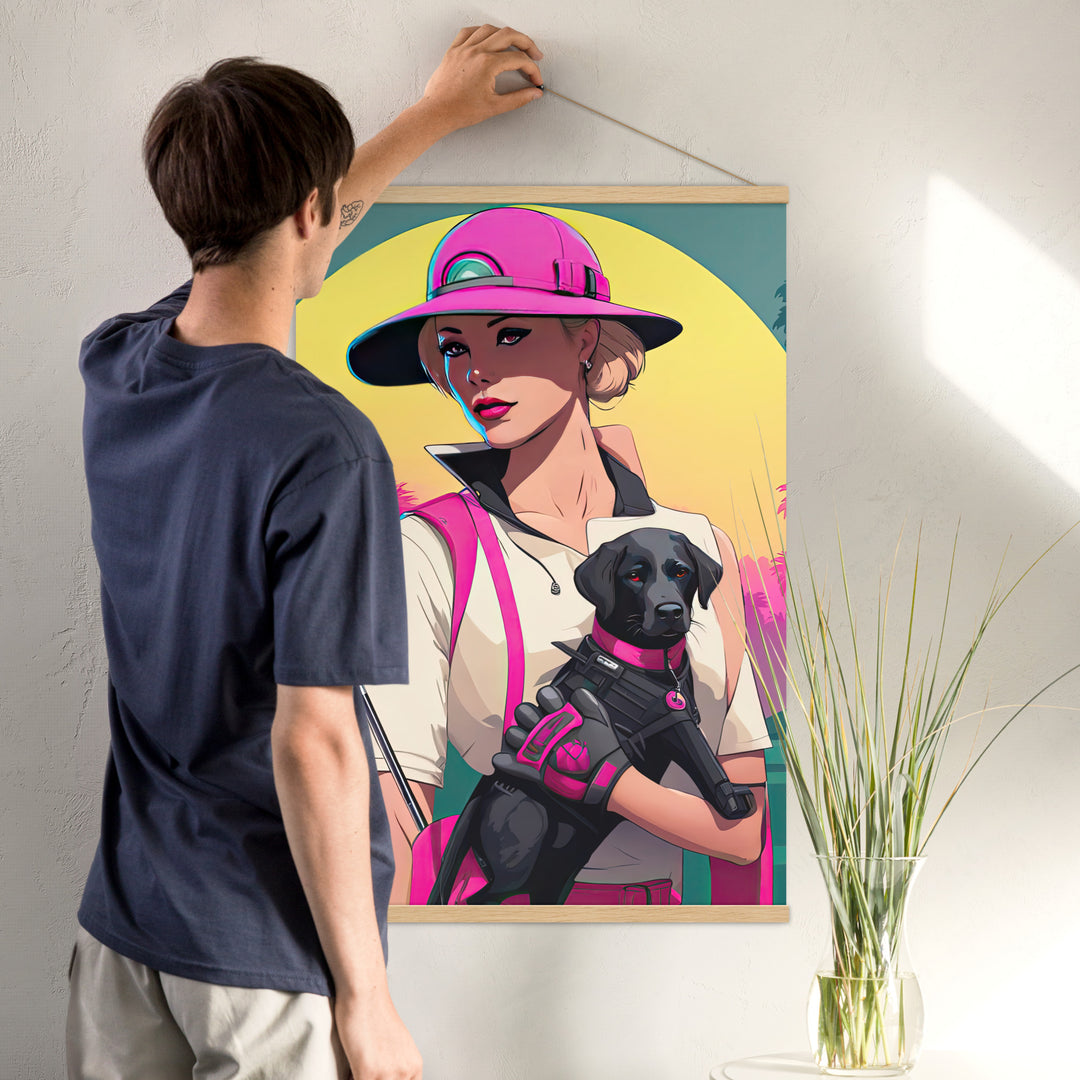 Poster with hangers-Labrador Retriever Golfer V2