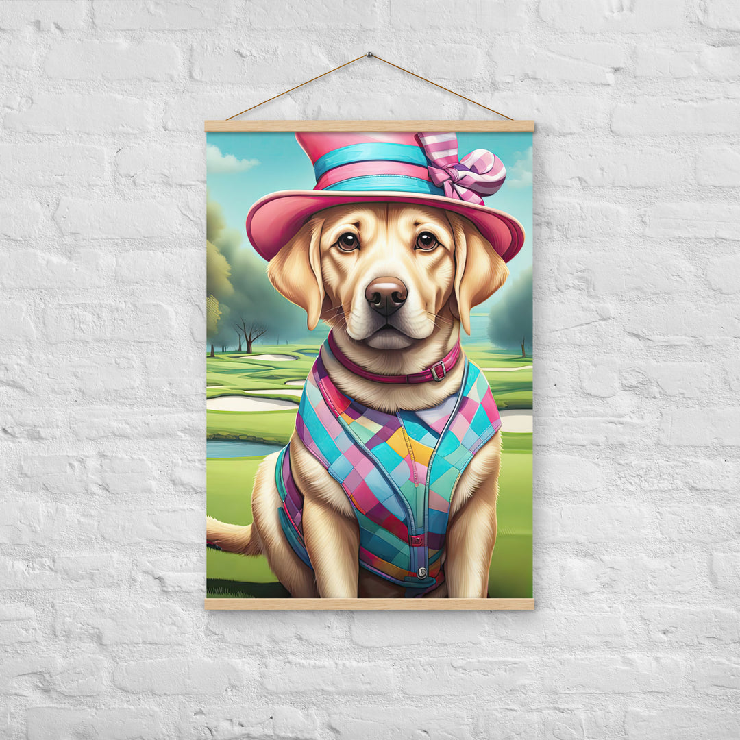 Poster with hangers-Labrador Retriever Golfer V9