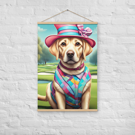 Poster with hangers-Labrador Retriever Golfer V9